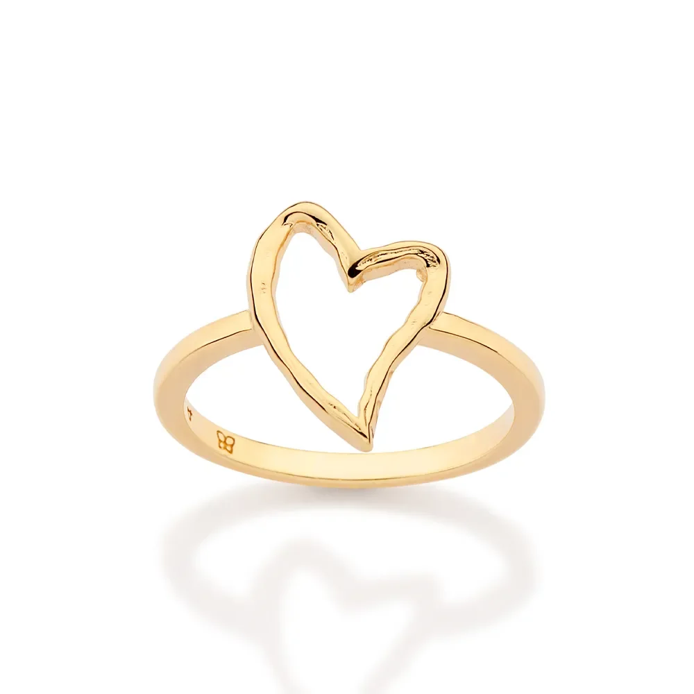 Anillo Con Corazón Calado Enchapado En Oro 18 K 3 Anillo Con Corazón Calado Enchapado En Oro 18 K